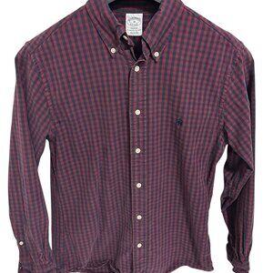 Brooks Brothers Regent Button Down Shirt Maroon Plaid Size Medium